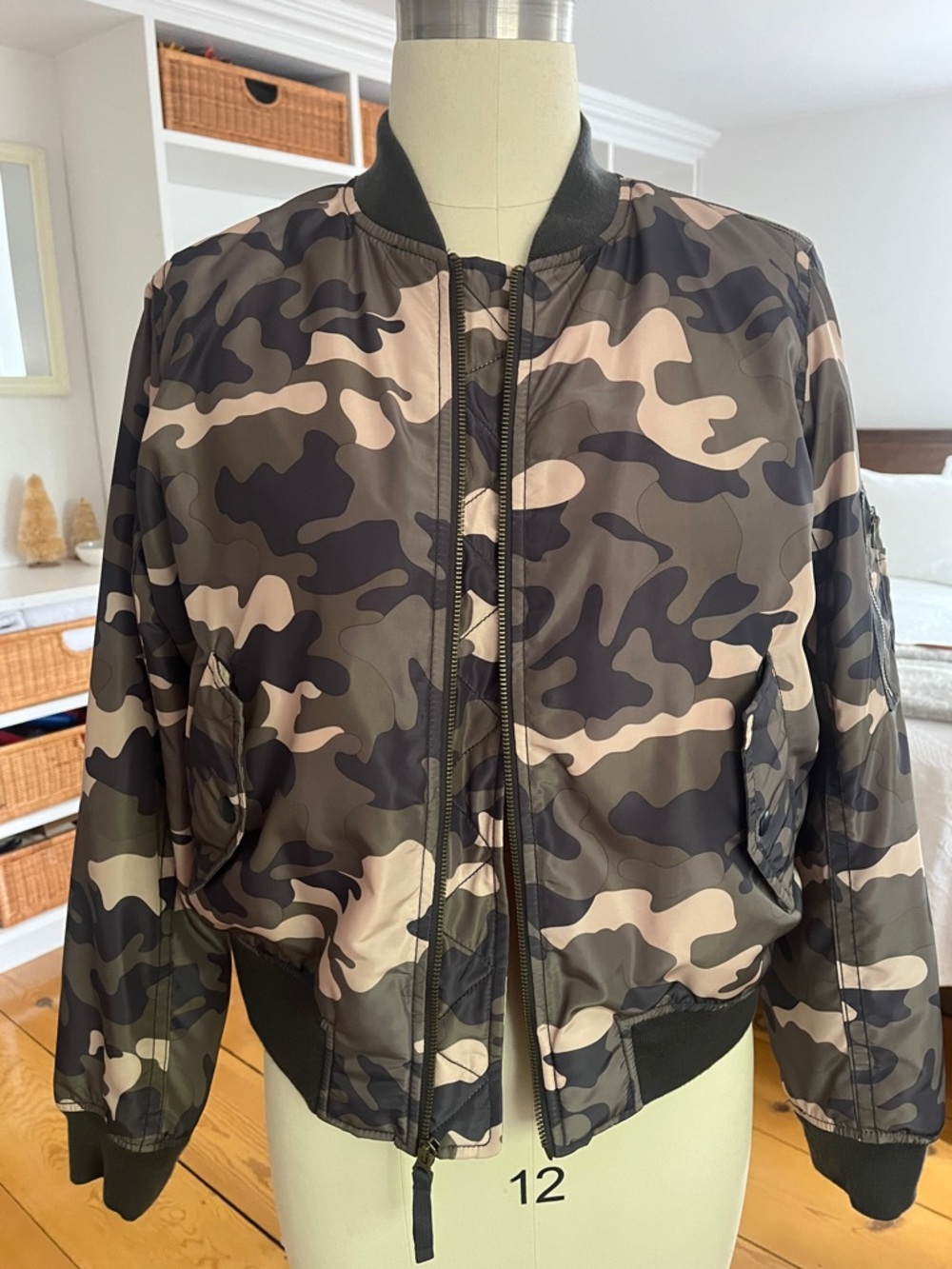GAP Orange Lined Camo Bomber Jacket with Trim. Worn twice. Like new condition.